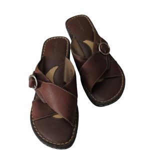 Cherokee Brown Leather Upper Balance Sandals Size 9.5